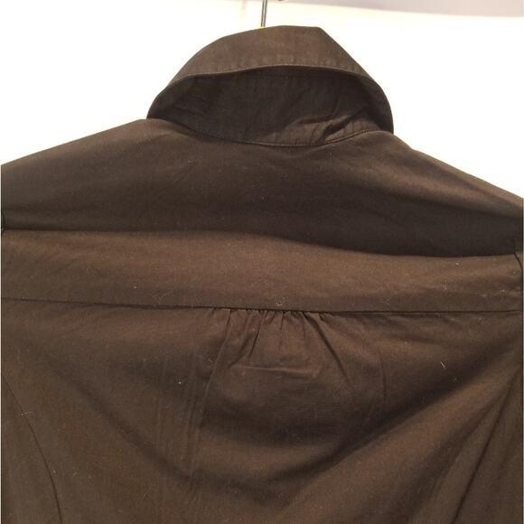 The Limited Black Button Front Skater Dress Collared Long Sleeve Size 0 - Picture 4 of 13